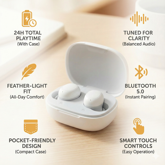 Zyvraon Lite - Everyday Wireless Earbuds | Lightweight, Clear Sound & Budget Friendly